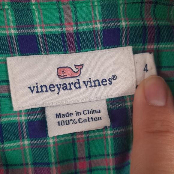 Vineyard Vines Turquoise Cotton Plaid Button Down Shirt Women 4 Preppy Academia - Picture 3 of 7